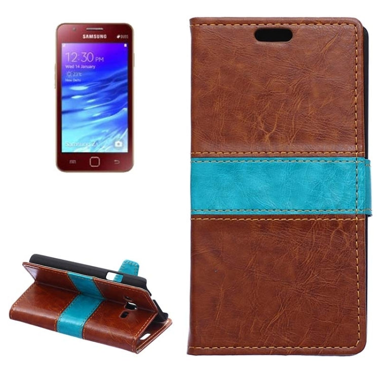 Crazy Horse Texture Horizontal Flip Color Matching Leather Case with Card Slots & Wallet & Holder for Samsung Z1 / Z130