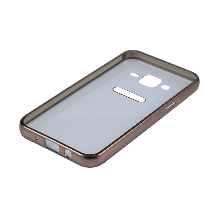 Fashionable Electroplating Push Pull Back Shell Cover + Metal Bumper Frame for Galaxy Grand 2 / G7106