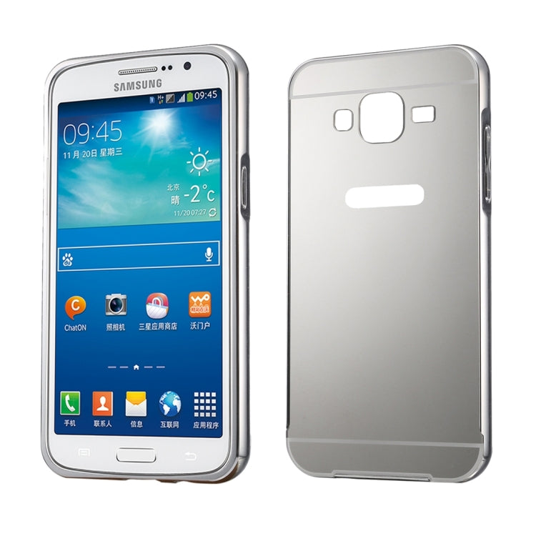Fashionable Electroplating Push Pull Back Shell Cover + Metal Bumper Frame for Galaxy Grand 2 / G7106