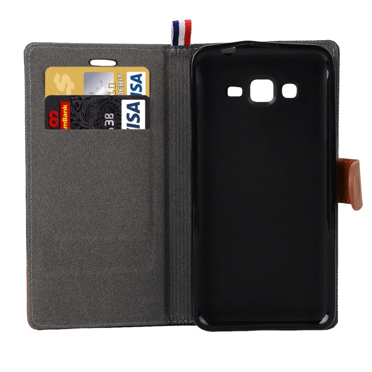 Denim Texture Horizontal Flip Leather Case with Magnetic Snap & Card Slots & Holder & Sling for Galaxy J3 / J3109