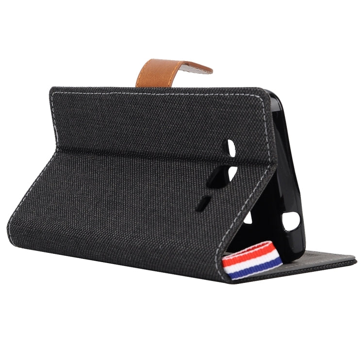 Denim Texture Horizontal Flip Leather Case with Magnetic Snap & Card Slots & Holder & Sling for Galaxy J3 / J3109