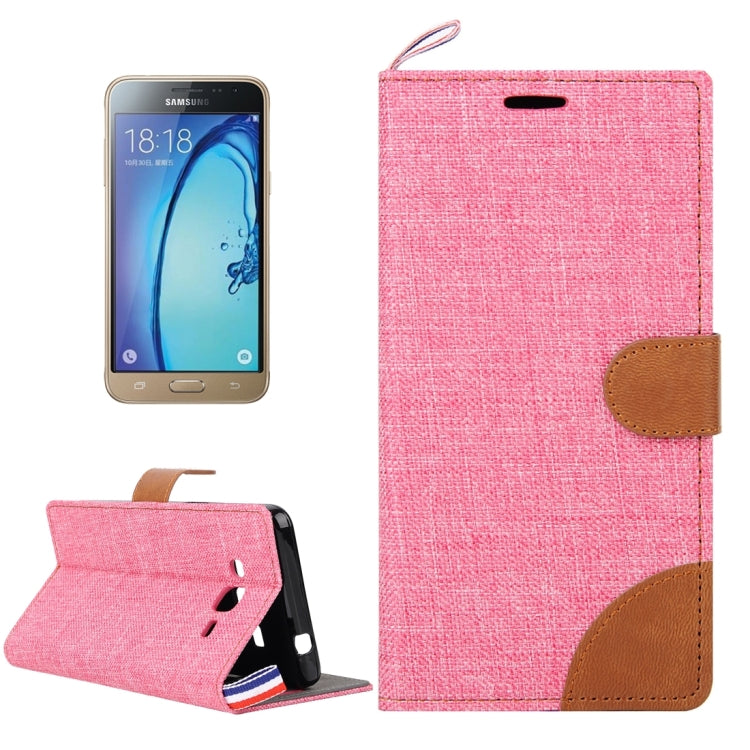 Denim Texture Horizontal Flip Leather Case with Magnetic Snap & Card Slots & Holder & Sling for Galaxy J3 / J3109