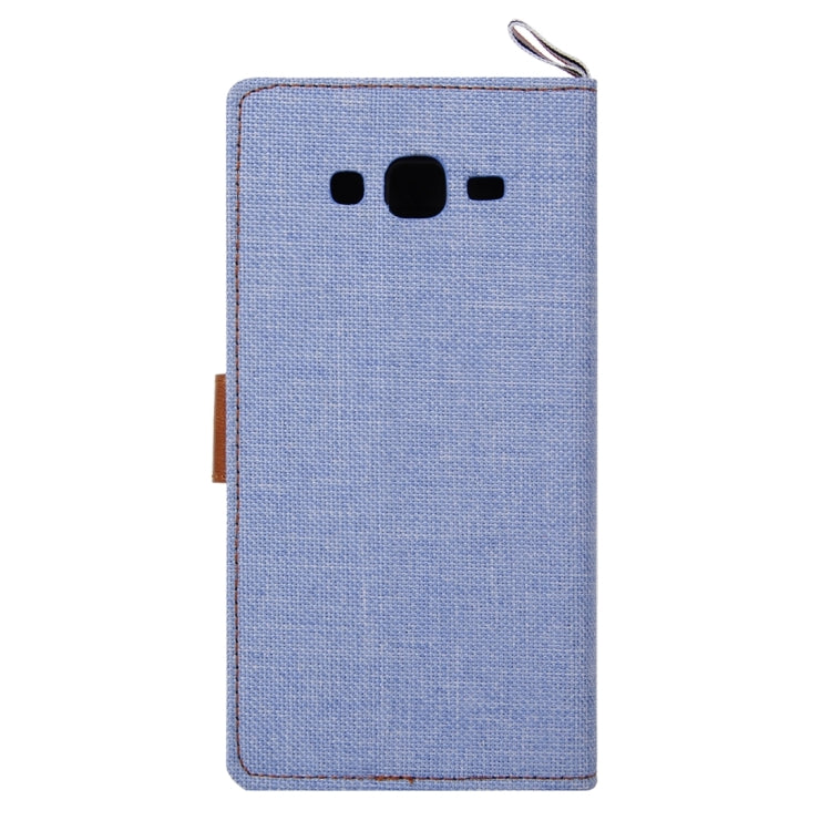 Denim Texture Horizontal Flip Leather Case with Magnetic Snap & Card Slots & Holder & Sling for Galaxy J3 / J3109