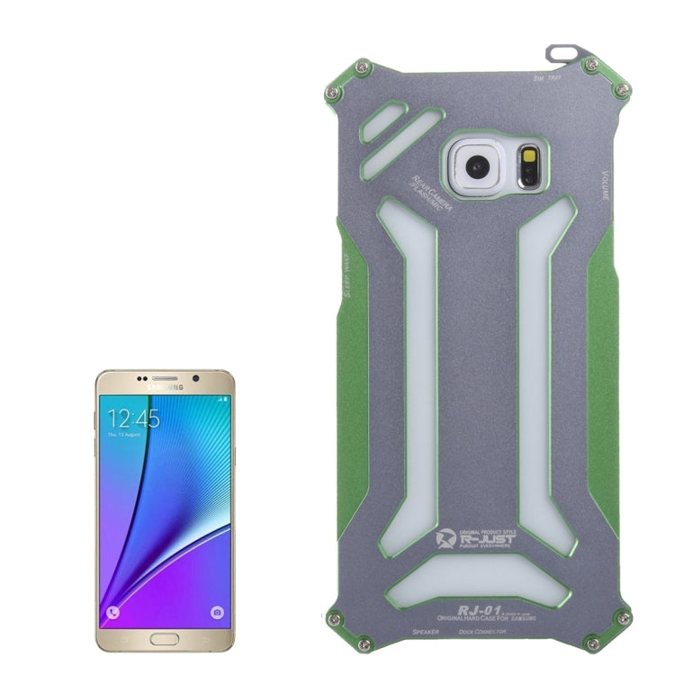 For Galaxy Note 5 / N920 Professional and Powerful Dustproof Shatter-resistant Shockproof Carbon Fibre Metal Protective Case with Hook(Green)