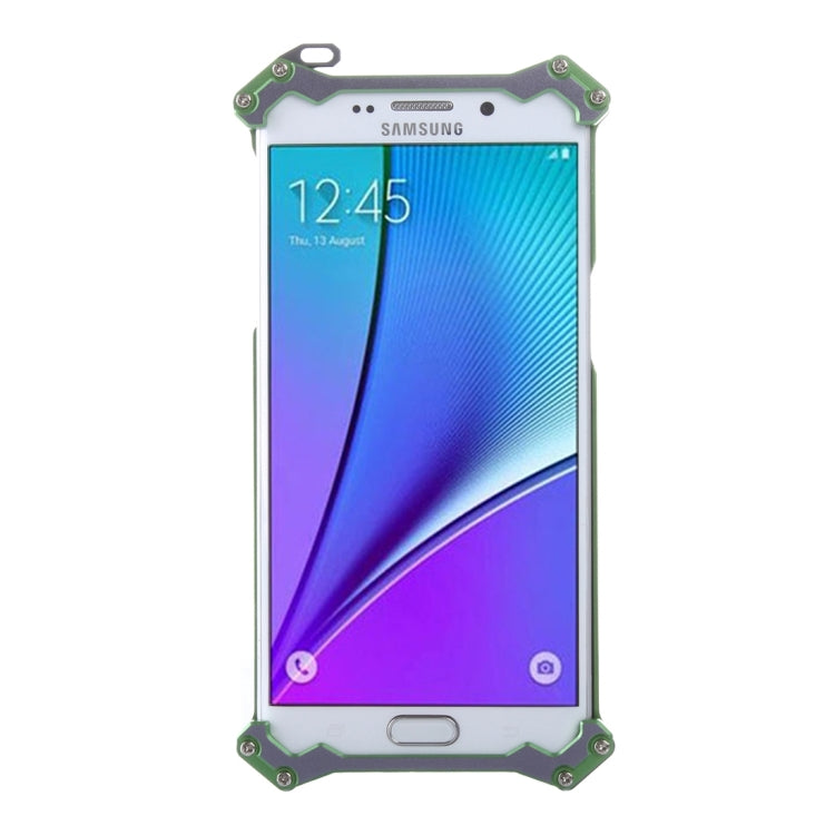 For Galaxy Note 5 / N920 Professional and Powerful Dustproof Shatter-resistant Shockproof Carbon Fibre Metal Protective Case with Hook(Green)