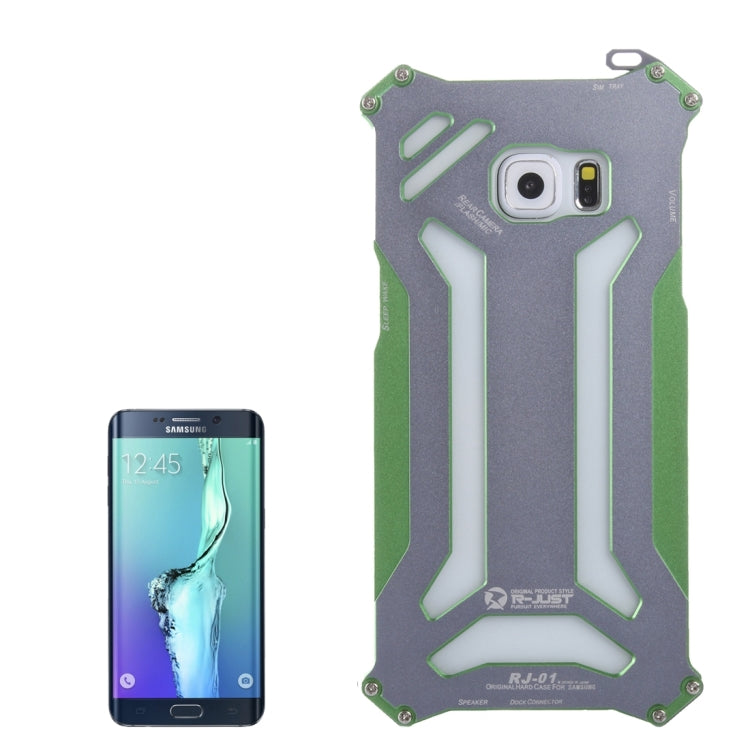 For Galaxy S6 Edge+ / G928 Professional and Powerful Dustproof Shatter-resistant Shockproof Carbon Fibre Metal Protective Case with Hook (Green)