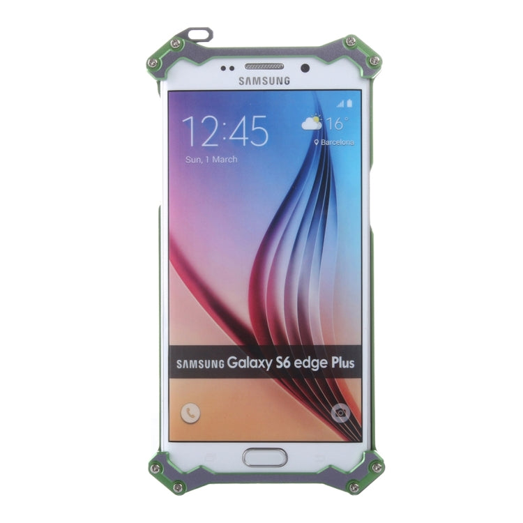 For Galaxy S6 Edge+ / G928 Professional and Powerful Dustproof Shatter-resistant Shockproof Carbon Fibre Metal Protective Case with Hook (Green)