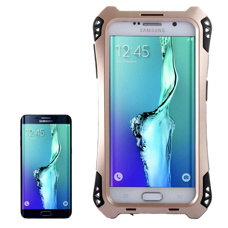 For Galaxy S6 Edge+ / G928 Professional and Powerful Dustproof Shatter-resistant Shockproof Tiny Waist Transformers Style Carbon Fibre Metal Protective Case with Tempered Glass Front Film Cover