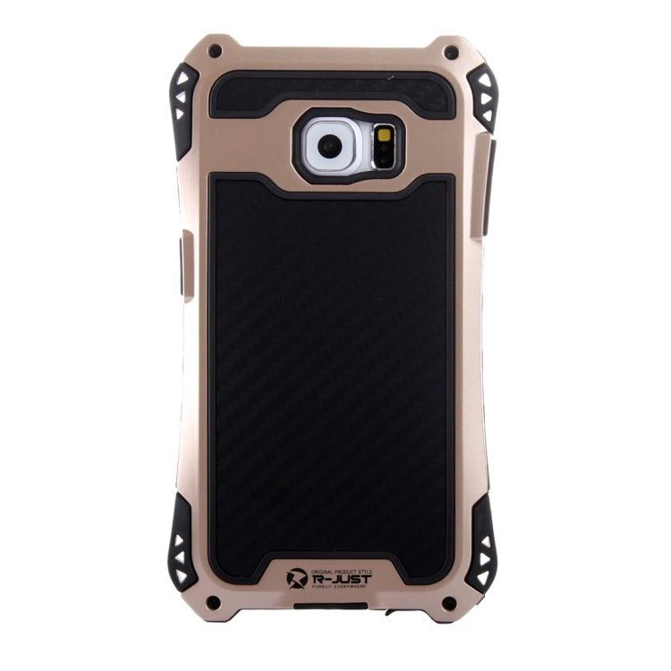 For Galaxy S6 Edge+ / G928 Professional and Powerful Dustproof Shatter-resistant Shockproof Tiny Waist Transformers Style Carbon Fibre Metal Protective Case with Tempered Glass Front Film Cover
