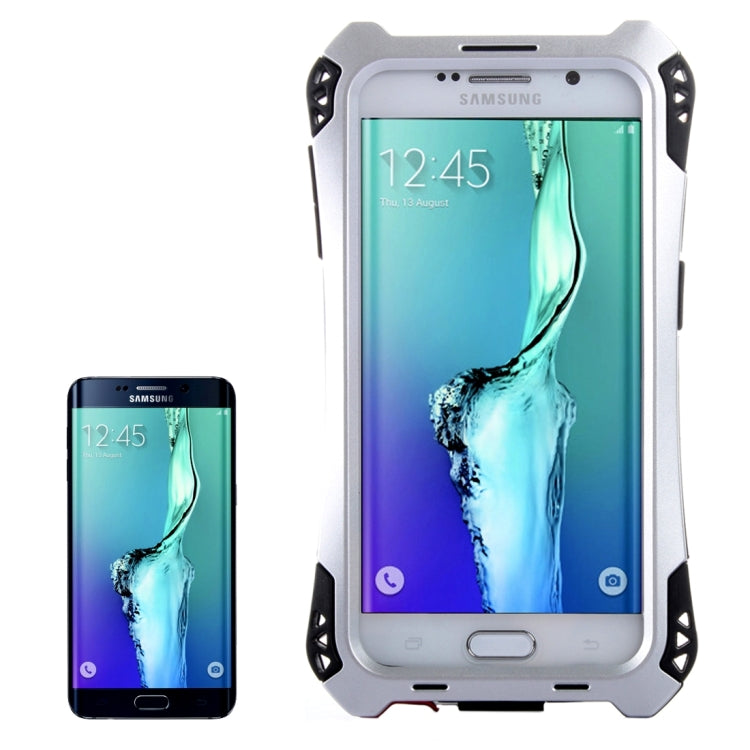 For Galaxy S6 Edge+ / G928 Professional and Powerful Dustproof Shatter-resistant Shockproof Tiny Waist Transformers Style Carbon Fibre Metal Protective Case with Tempered Glass Front Film Cover