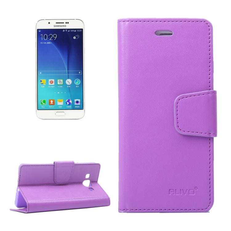 For Galaxy A8 / A800 ALIVO Horizontal Flip Solid Color Oil Edge Leather Case with Card Slots & Holder & Wallet