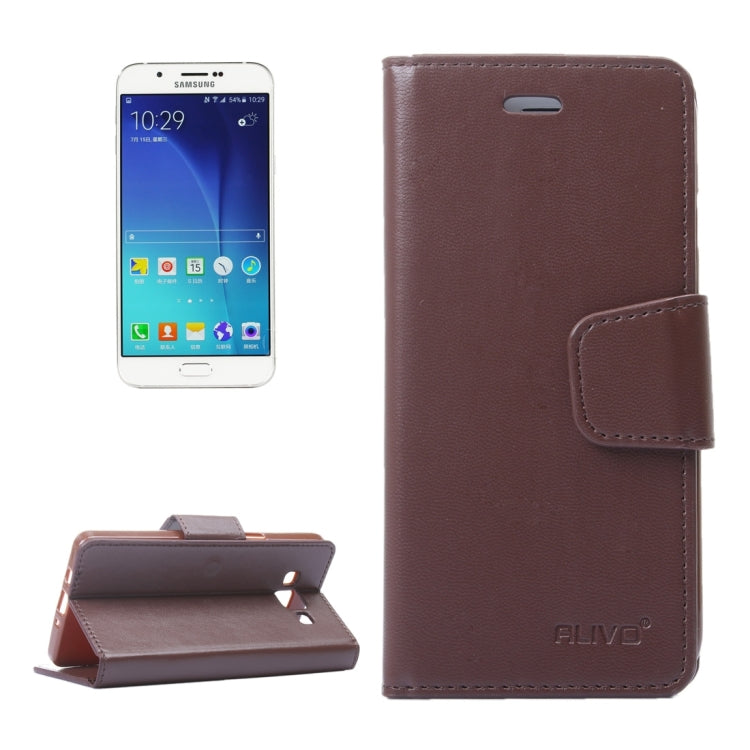 For Galaxy A8 / A800 ALIVO Horizontal Flip Solid Color Oil Edge Leather Case with Card Slots & Holder & Wallet