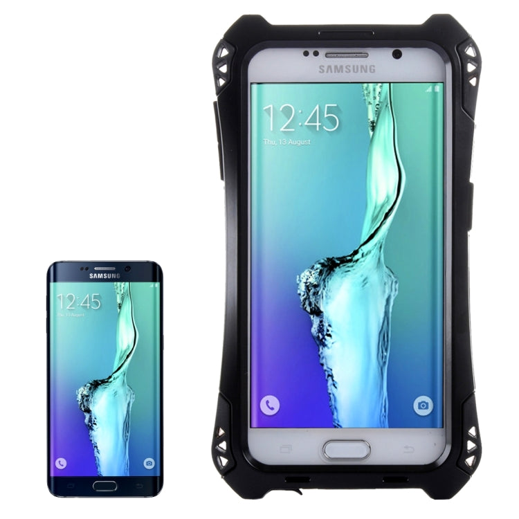 For Galaxy S6 Edge / G925 Professional and Powerful Dustproof Shatter-resistant Shockproof Tiny Waist Transformers Style Carbon Fibre Metal Protective Case with Tempered Glass Front Film Cover