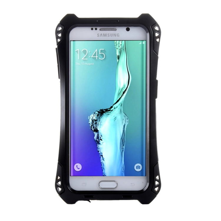 For Galaxy S6 Edge / G925 Professional and Powerful Dustproof Shatter-resistant Shockproof Tiny Waist Transformers Style Carbon Fibre Metal Protective Case with Tempered Glass Front Film Cover