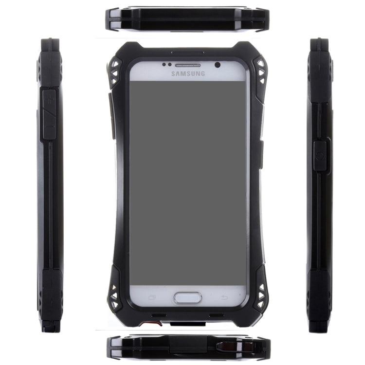 For Galaxy S6 Edge / G925 Professional and Powerful Dustproof Shatter-resistant Shockproof Tiny Waist Transformers Style Carbon Fibre Metal Protective Case with Tempered Glass Front Film Cover