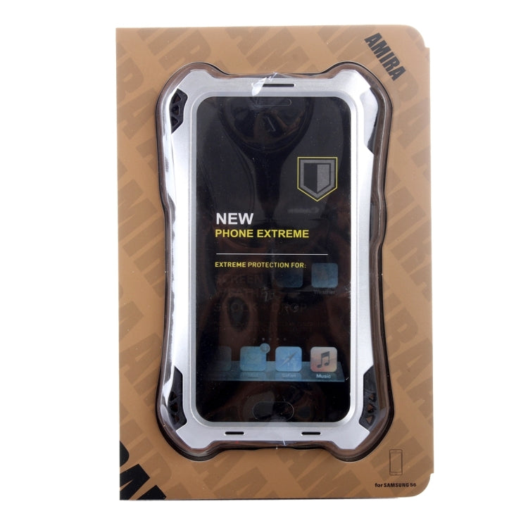 For Galaxy S6 Edge / G925 Professional and Powerful Dustproof Shatter-resistant Shockproof Tiny Waist Transformers Style Carbon Fibre Metal Protective Case with Tempered Glass Front Film Cover