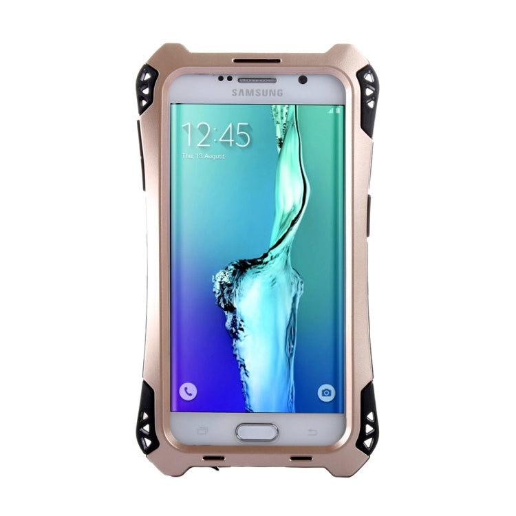 For Galaxy S6 Edge / G925 Professional and Powerful Dustproof Shatter-resistant Shockproof Tiny Waist Transformers Style Carbon Fibre Metal Protective Case with Tempered Glass Front Film Cover