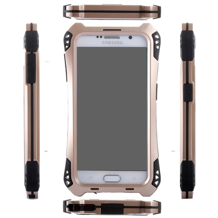 For Galaxy S6 Edge / G925 Professional and Powerful Dustproof Shatter-resistant Shockproof Tiny Waist Transformers Style Carbon Fibre Metal Protective Case with Tempered Glass Front Film Cover