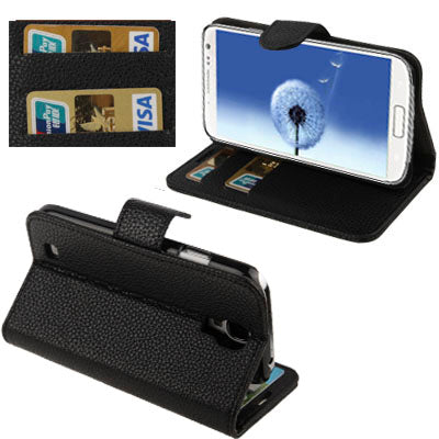 Lichi Texture Horizontal Flip Button Leather Case with Credit Card Slots & Holder for Galaxy