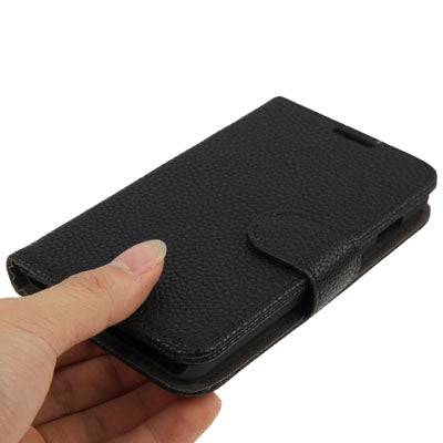 Lichi Texture Horizontal Flip Button Leather Case with Credit Card Slots & Holder for Galaxy