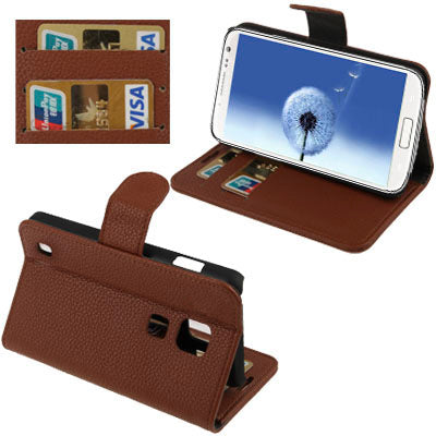 Lichi Texture Horizontal Flip Button Leather Case with Credit Card Slots & Holder for Galaxy