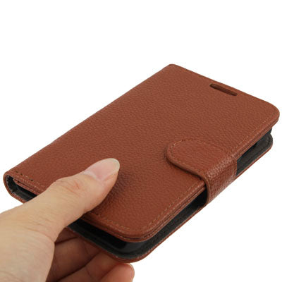 Lichi Texture Horizontal Flip Button Leather Case with Credit Card Slots & Holder for Galaxy