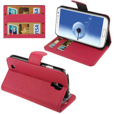 Lichi Texture Horizontal Flip Button Leather Case with Credit Card Slots & Holder for Galaxy