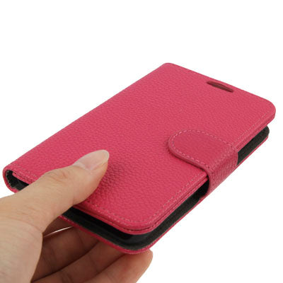 Lichi Texture Horizontal Flip Button Leather Case with Credit Card Slots & Holder for Galaxy