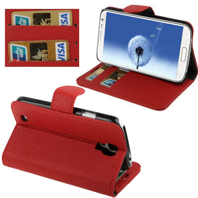 Lichi Texture Horizontal Flip Button Leather Case with Credit Card Slots & Holder for Galaxy