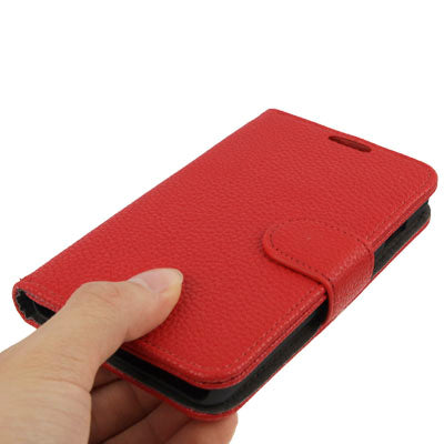 Lichi Texture Horizontal Flip Button Leather Case with Credit Card Slots & Holder for Galaxy