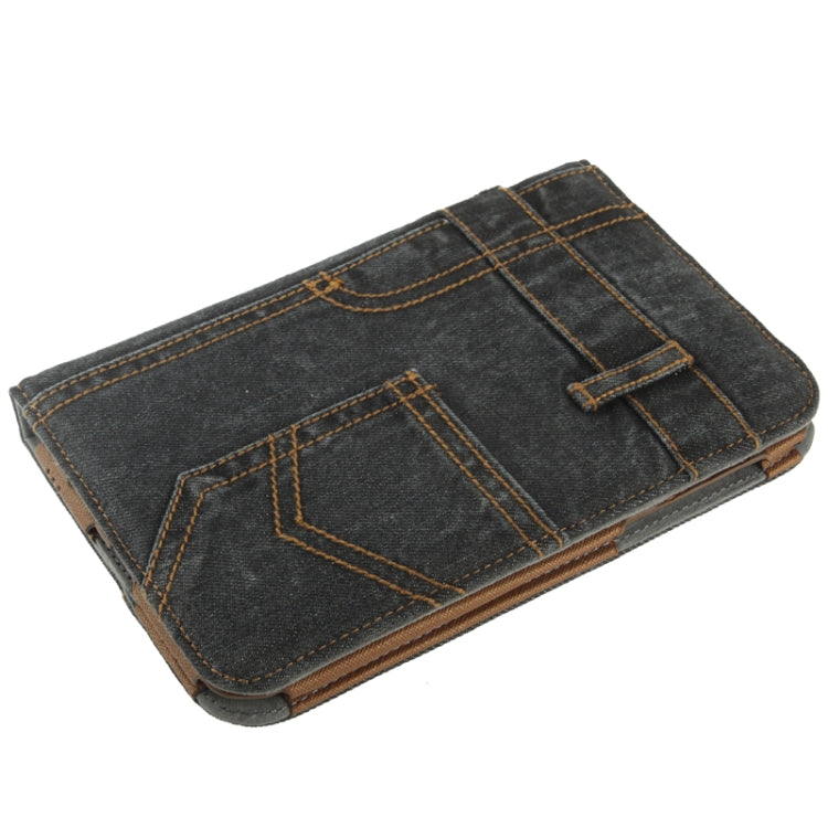 Jeans Styles Leather Case with 3-angle Holder for Galaxy Tab 2 (7.0) / P3100(Black)