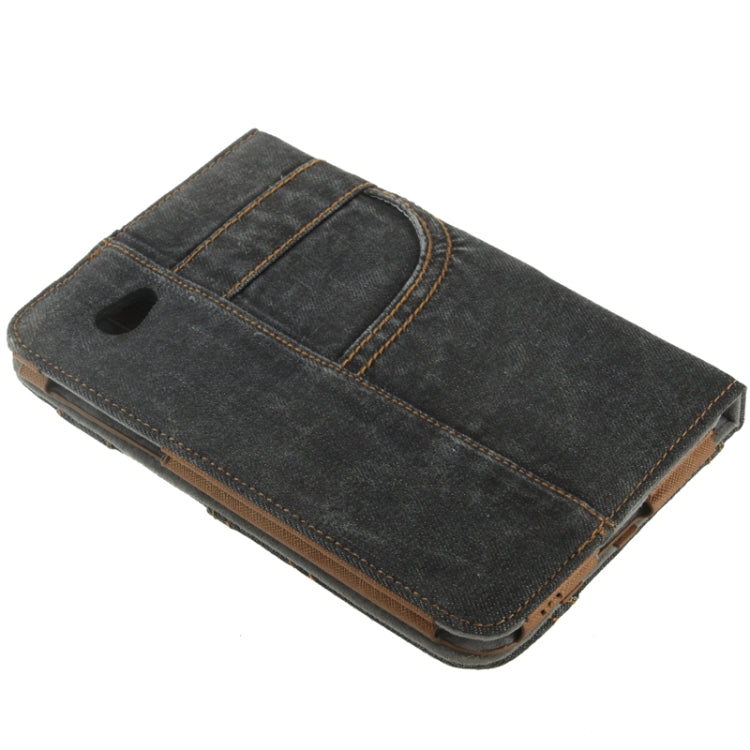 Jeans Styles Leather Case with 3-angle Holder for Galaxy Tab 2 (7.0) / P3100(Black)