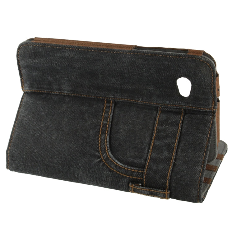 Jeans Styles Leather Case with 3-angle Holder for Galaxy Tab 2 (7.0) / P3100(Black)