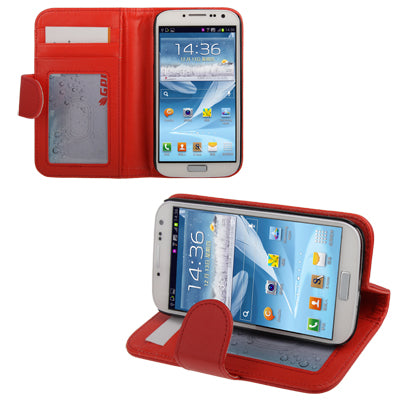 Horizontal Flip Leather Case with Card Slots & Holder for Galaxy S IV / i9500