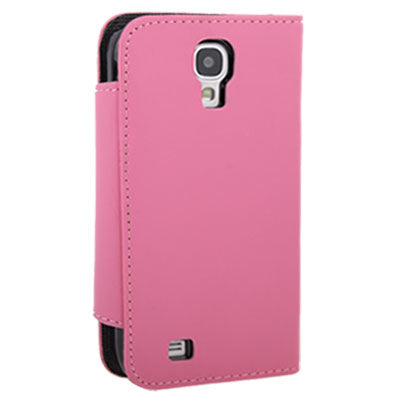 Pure Color Horizontal Flip Leather Case with Sleep / Wake-up Function & Credit Card Slots & Holder & Lanyard for Galaxy S IV / i9500(Pink)