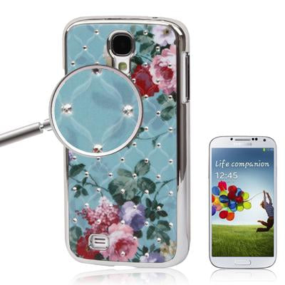 Peony Pattern Luxury Bling Diamond Encrusted Plating Skinning Case for Galaxy S IV / i9500
