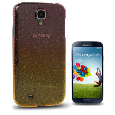 2-color Gradient Color Series Transparent Raindrops Pattern Plastic Case for Galaxy S IV / i9500 (Orange + Pink)