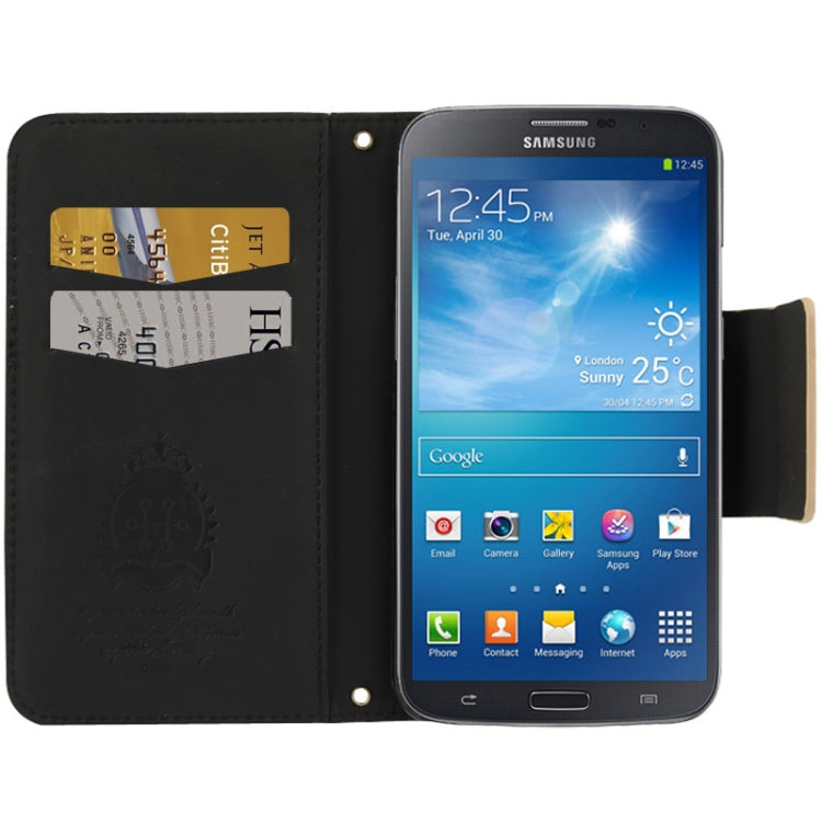 Flower Pattern Bowknot Button Flip Leather Case with Card Slots & Lanyards for Galaxy S IV / i9500