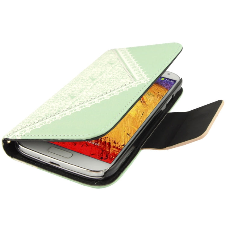 Flower Pattern Bowknot Button Flip Leather Case with Card Slots & Lanyards for Galaxy Note III / N900