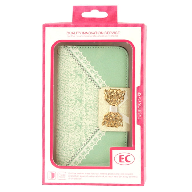 Flower Pattern Bowknot Button Flip Leather Case with Card Slots & Lanyards for Galaxy S III / i9300