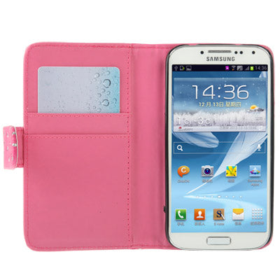 Diamond Encrusted Flower Pattern Flip Leather Case with Credit Card Slots for Galaxy S IV / i9500