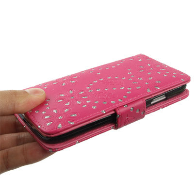 Diamond Encrusted Flower Pattern Flip Leather Case with Credit Card Slots for Galaxy S IV / i9500