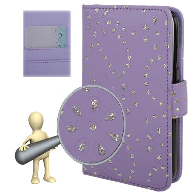 Diamond Encrusted Flower Pattern Flip Leather Case with Credit Card Slots for Galaxy S IV / i9500