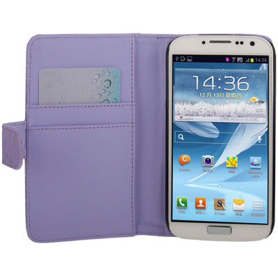 Diamond Encrusted Flower Pattern Flip Leather Case with Credit Card Slots for Galaxy S IV / i9500