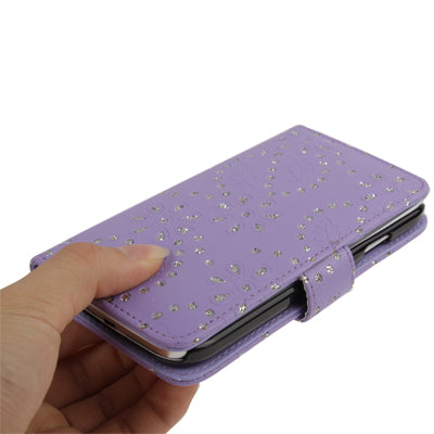 Diamond Encrusted Flower Pattern Flip Leather Case with Credit Card Slots for Galaxy S IV / i9500