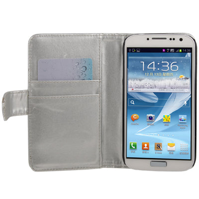 Diamond Encrusted Flower Pattern Flip Leather Case with Credit Card Slots for Galaxy S IV / i9500