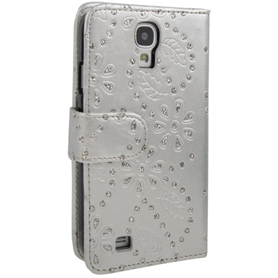 Diamond Encrusted Flower Pattern Flip Leather Case with Credit Card Slots for Galaxy S IV / i9500