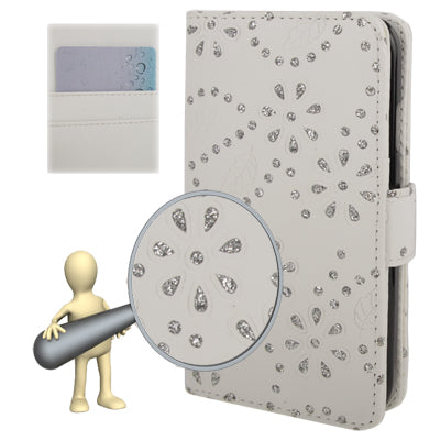 Diamond Encrusted Flower Pattern Flip Leather Case with Credit Card Slots for Galaxy S IV / i9500