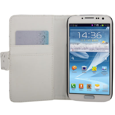 Diamond Encrusted Flower Pattern Flip Leather Case with Credit Card Slots for Galaxy S IV / i9500