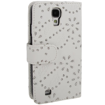 Diamond Encrusted Flower Pattern Flip Leather Case with Credit Card Slots for Galaxy S IV / i9500